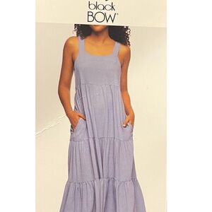 Black Bow Light blue Maxi Dress